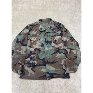 United States Army Airborn Lined Field Jacket Mens Small Green Camo Heavyweight